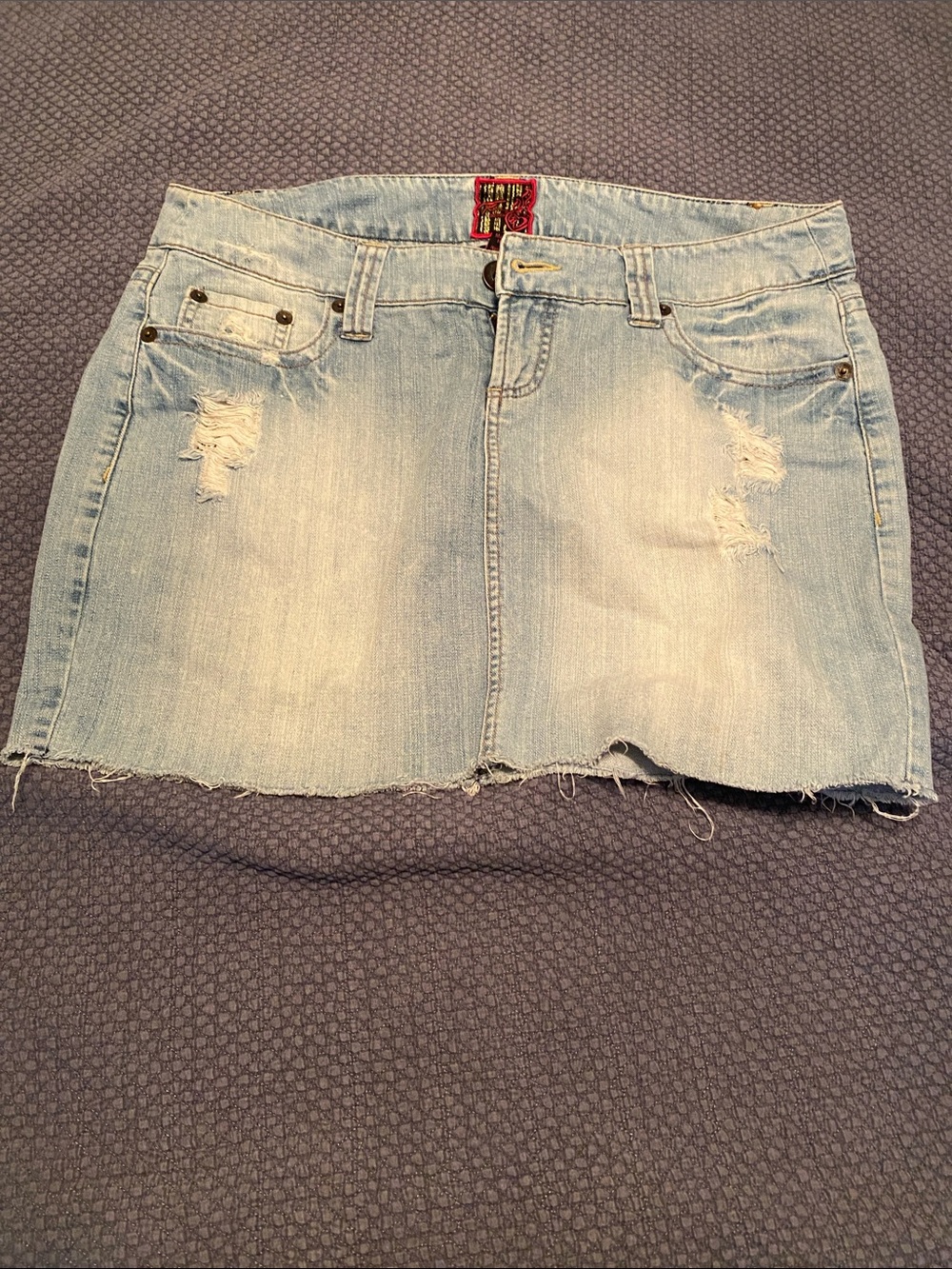 torrid Light Wash Distressed Denim Mini Skirt
